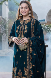 Boraque - Winter 3 Pcs Velvet Embroidered Suit - SB0168